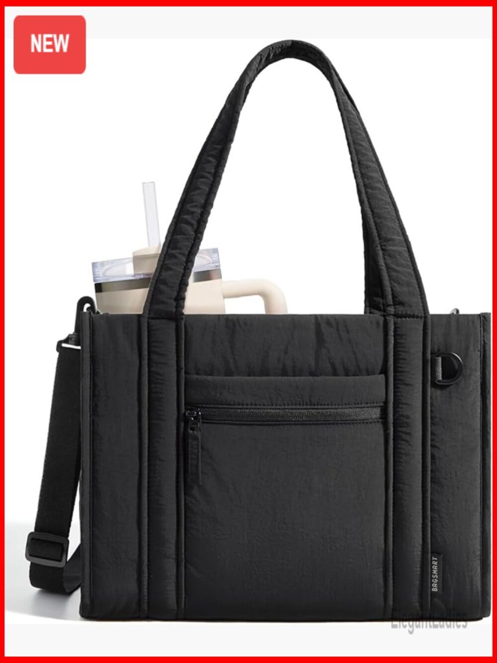 Quilted Puffer Tote Bag Crossbody Chic Minimal Travel Work College